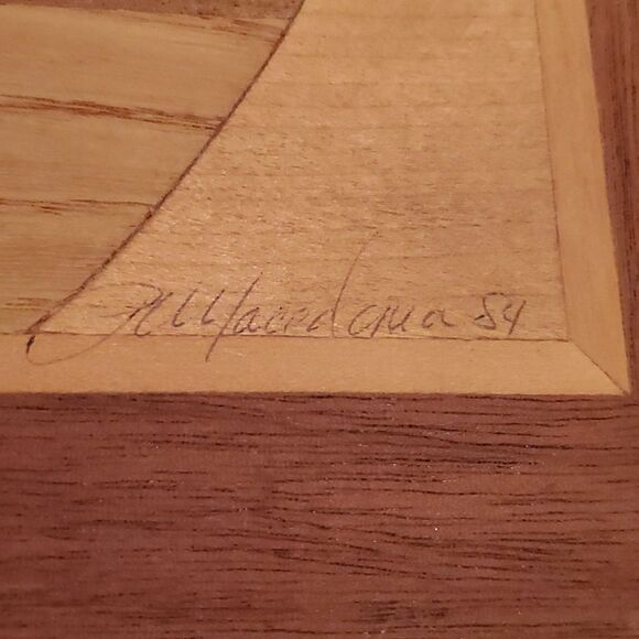 Vintage Yukon Collection Fine Alaskan Marquetry Whale Pod Wood Picture - Picture 3 of 10